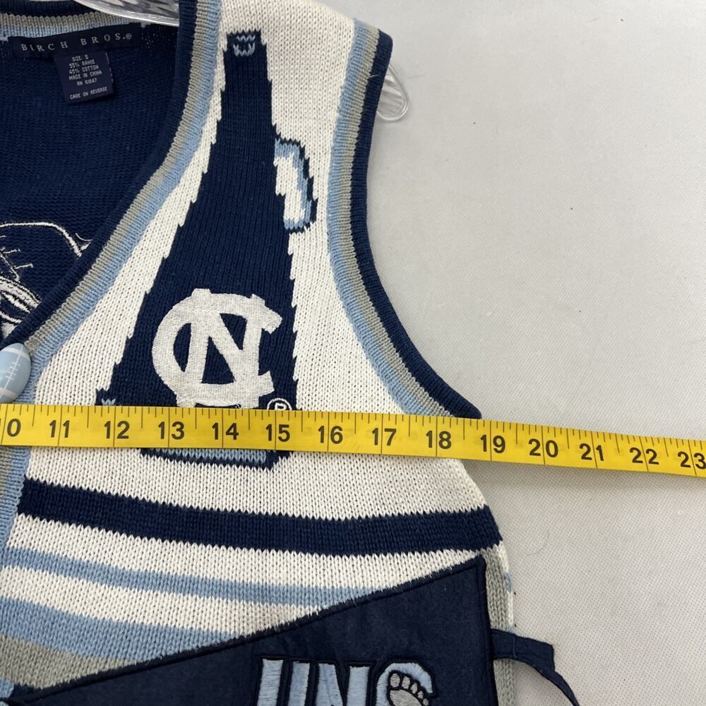 Birch Bros Vintage North Carolina Tar Heels Embroidered Knit Vest NCCA Small - Picture 9 of 10